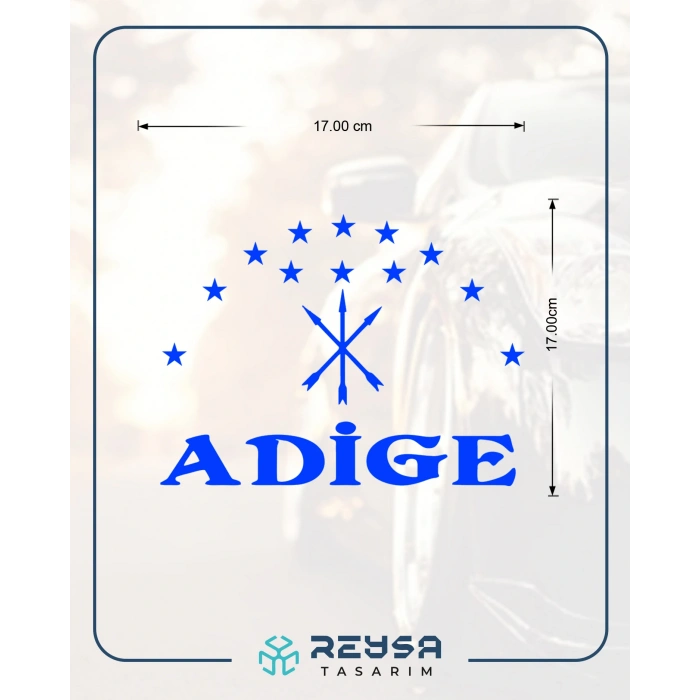 Adige Çerkez Bayrağı Sticker 17x17 Cm Mavi