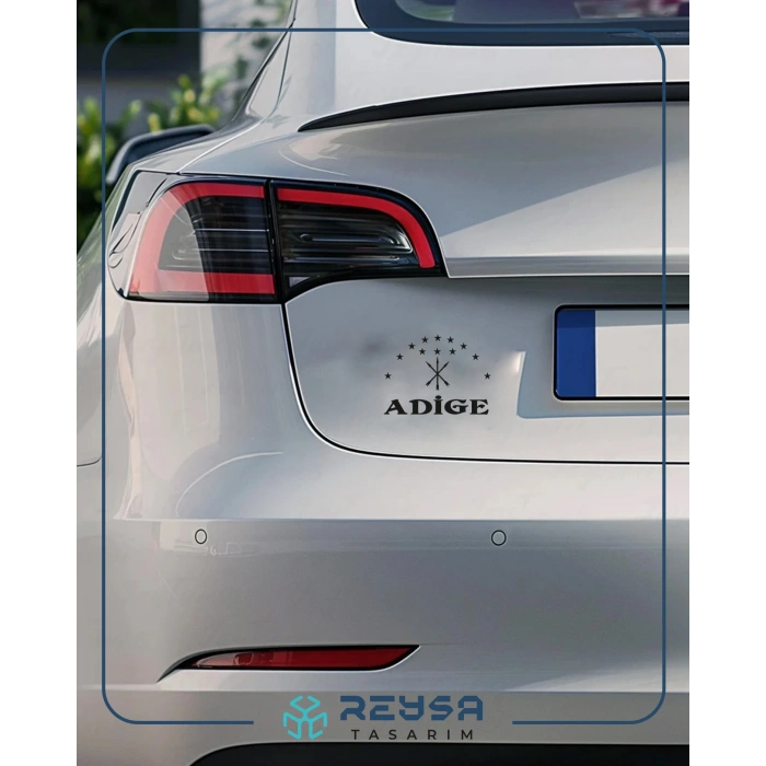 Adige Çerkez Bayrağı Sticker 17x17 Cm Siyah