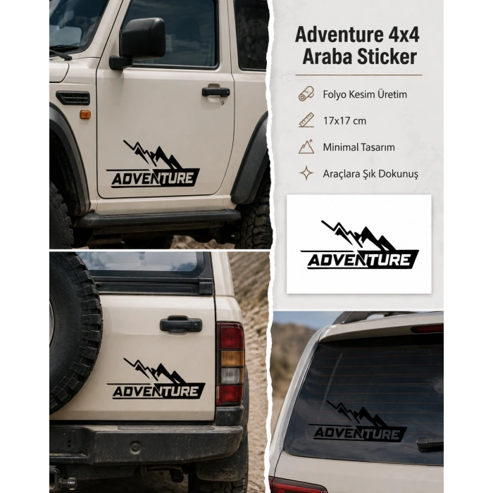 Adventure 4x4 Araba Sticker 17x17 Cm Siyah