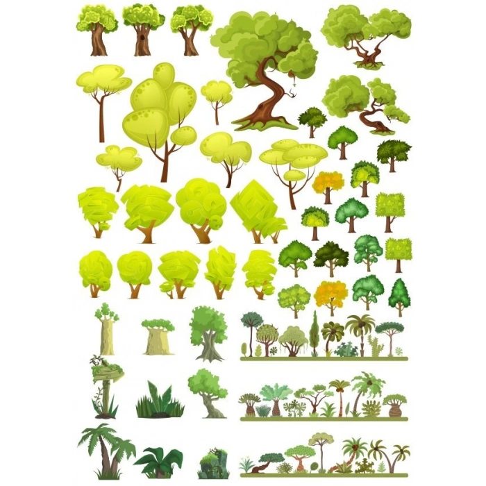 Ağaçlar Sticker Set-5 27 Parça Telefon, Tablet, Defter, Laptop Sticker