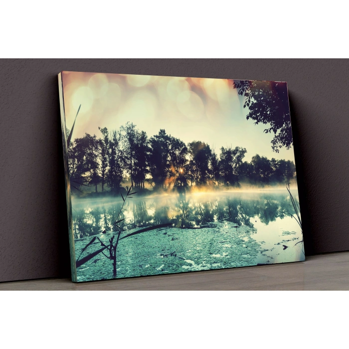 Ağaçlar Ve Göl Kanvas