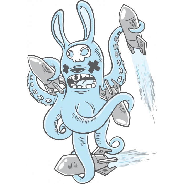 Ahtapot Sticker 2 10x10 cmRenkli Sticker