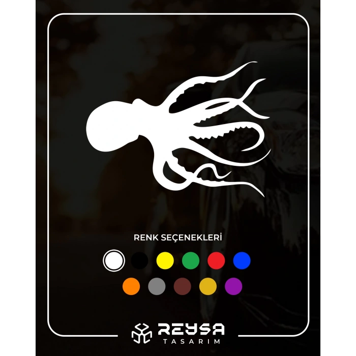 Ahtapot Sticker 17x17 Cm Beyaz