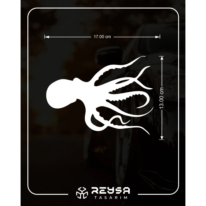 Ahtapot Sticker 17x17 Cm Beyaz