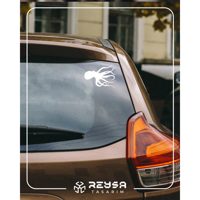 Ahtapot Sticker 17x17 Cm Beyaz