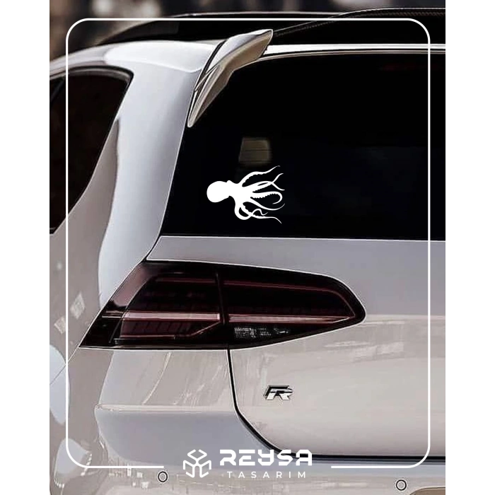 Ahtapot Sticker 17x17 Cm Beyaz