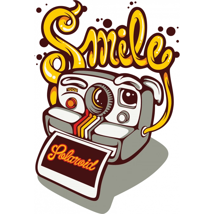Smile fotoğraf makinesi sticker 10x10 cmRenkli Sticker