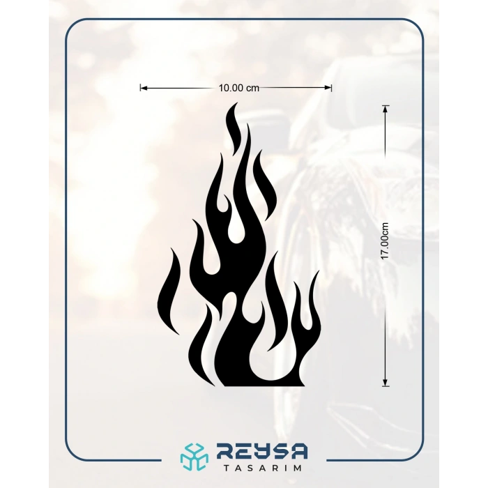 Alev Araba Stickeri 17x17 Cm Siyah