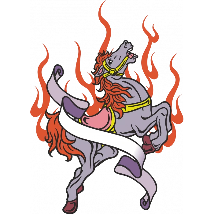 Alevli At Sticekr 10x10 cmRenkli Sticker