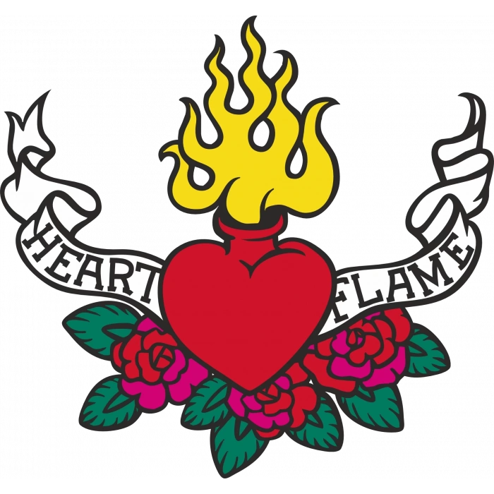 Alevli Kalp 2 Sticker 10x10 cmRenkli Sticker