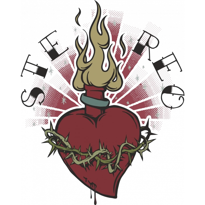 Alevli Kalp Sticker 10x10 cmRenkli Sticker