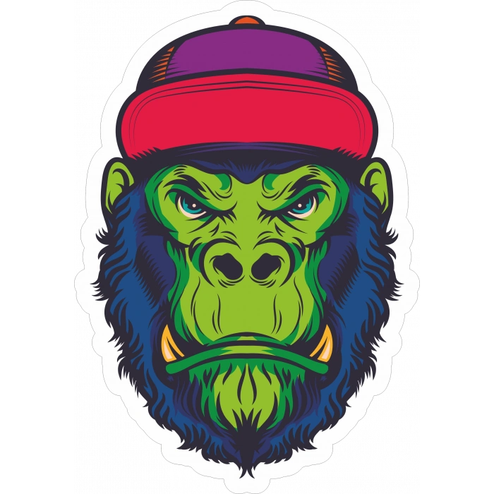 Kızgın Maymnun Sticker 10x10 cmRenkli Sticker