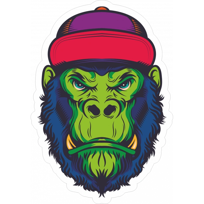 Goril 5 Sticker 10x10 cmRenkli Sticker