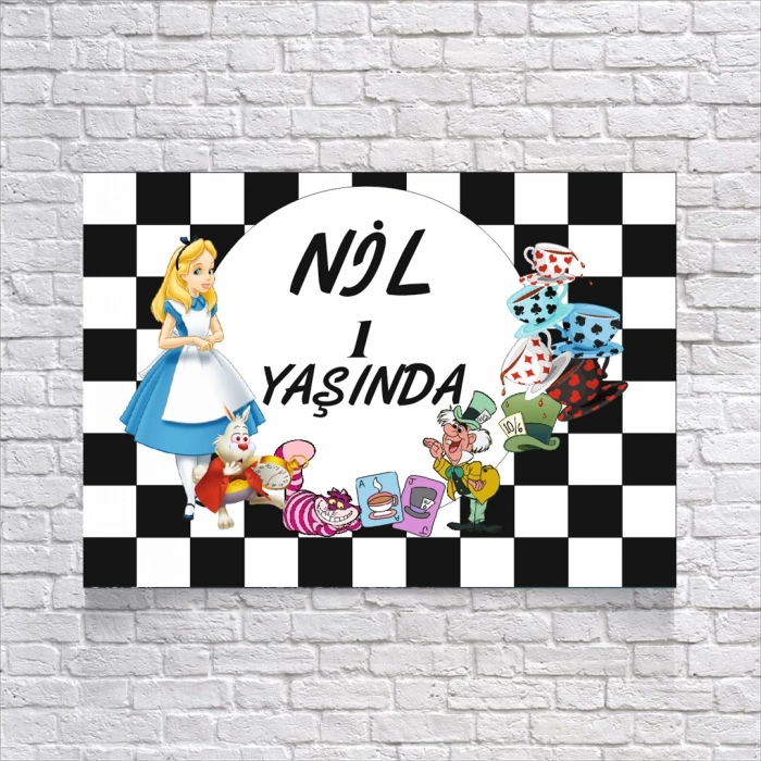 Alice Harikalar Diyarından Doğum Günü Afişi 50X70 cm