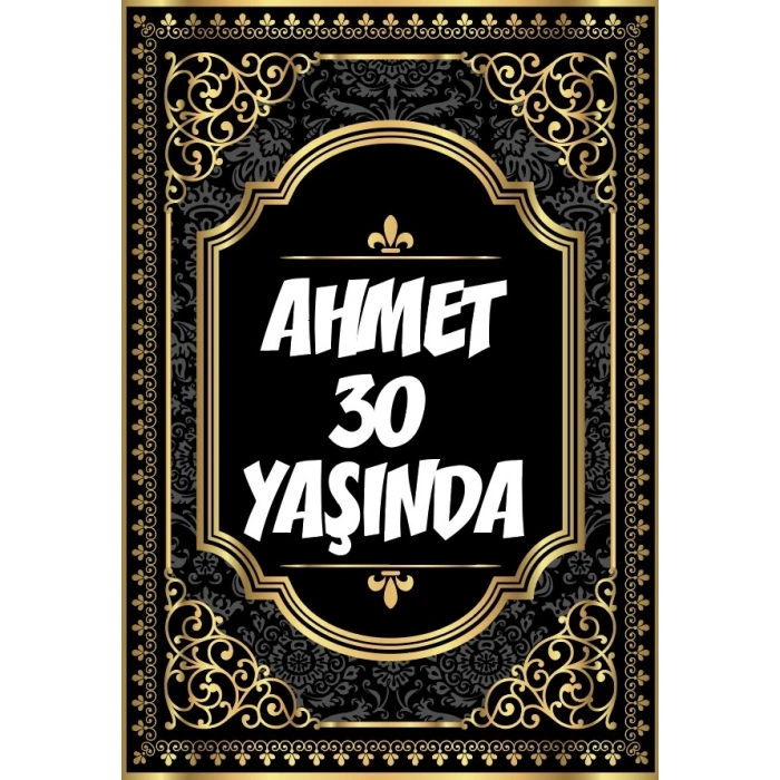 Altın Desenli Klasik Temalı Doğum Günü Afişi -2 50X70 cm