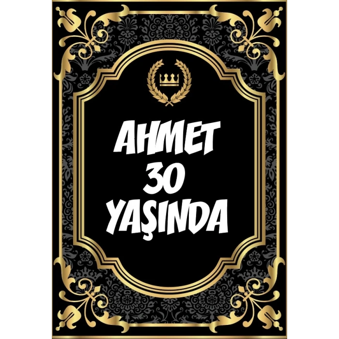 Altın Desenli Klasik Temalı Doğum Günü Afişi 50X70 cm