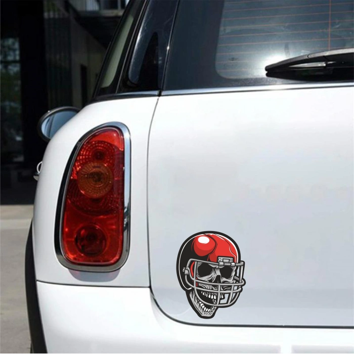 Amerikan Futbolcusu Kurukafa Sticker 10x10 cmRenkli Sticker