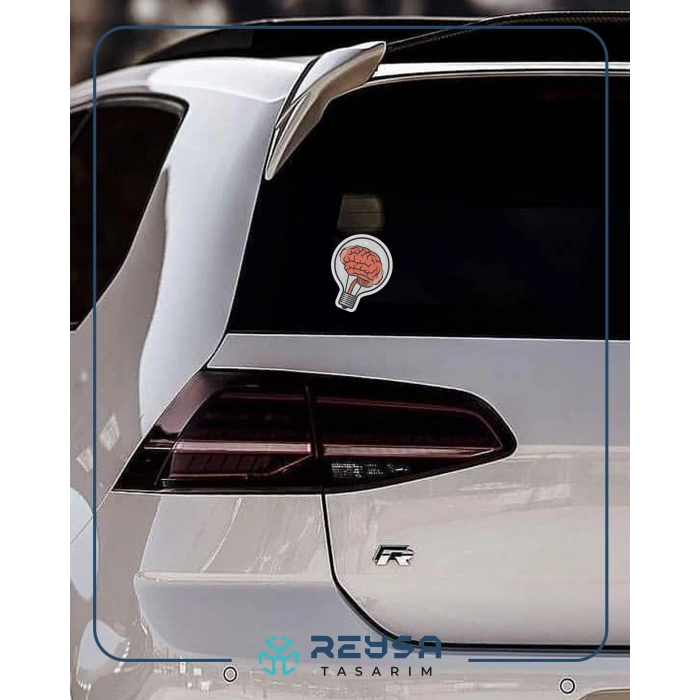Ampul İçinde Beyin Sticker 10x10 cmRenkli Sticker