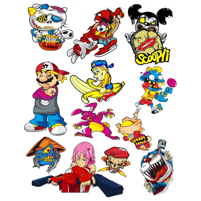 Anime Sticker Set 1 12 Parça Telefon, Tablet, Defter, Laptop Sticker