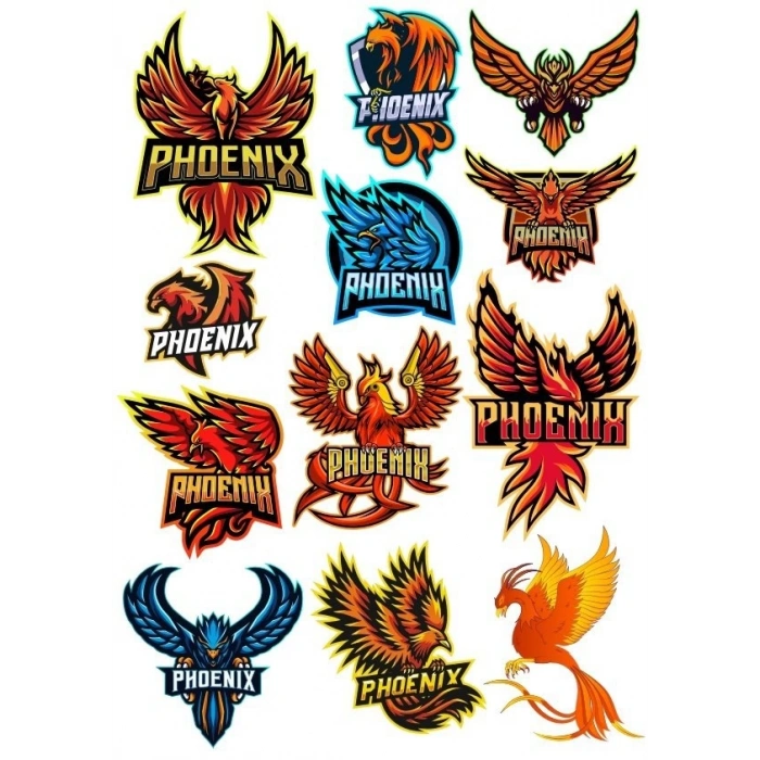 Anka Kuşu Phoneix Sticker Set-2 12 Parça Telefon, Tablet, Defter, Laptop Sticker