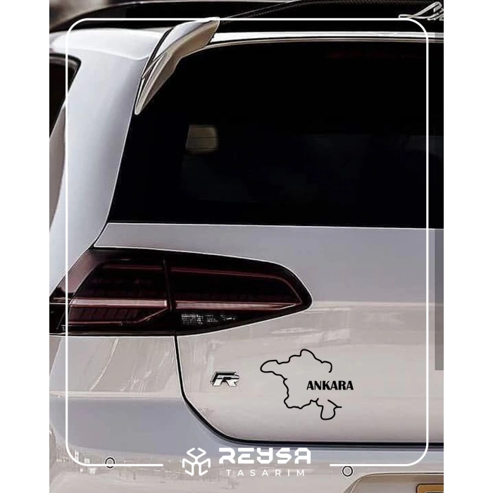 Ankara Harita Araba Sticker 17x17 Cm Siyah