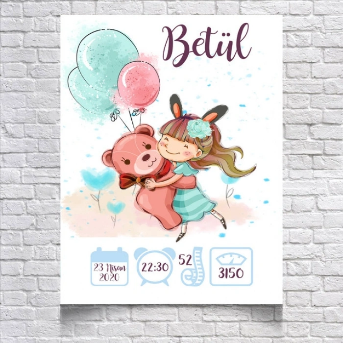 Ayı ve Kız Temalı Yaş Panosu