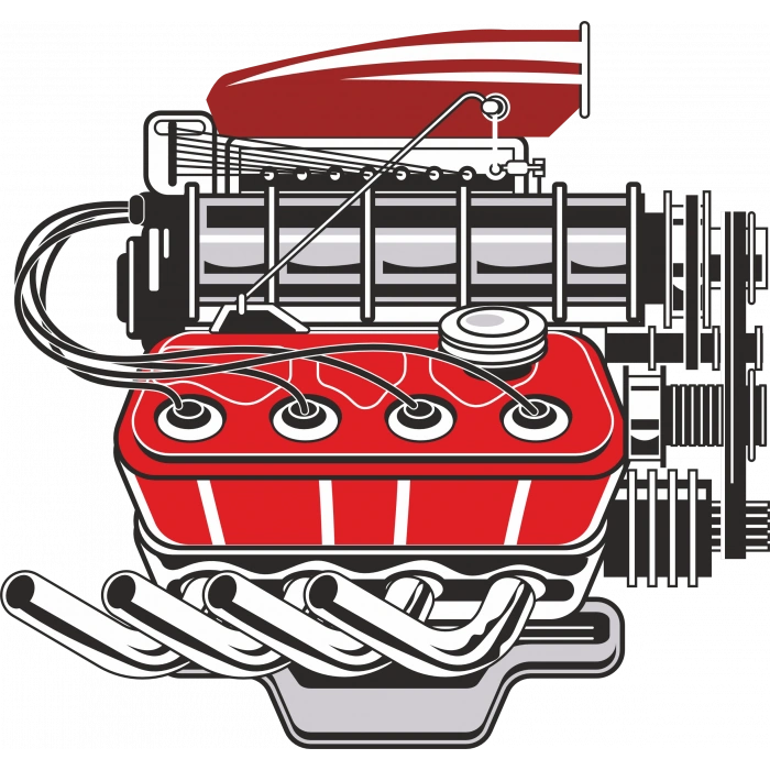 Araba Motoru 4 Sticker 10x10 cmRenkli Sticker