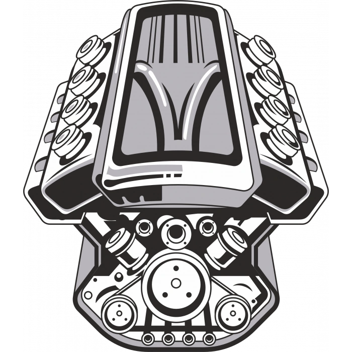 Araba Motoru 8 Sticker 10x10 cmRenkli Sticker