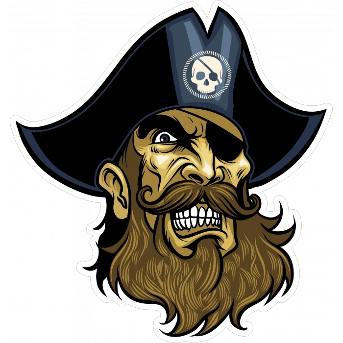 Kaptan Korsan Sticker 10x10 cmRenkli Sticker