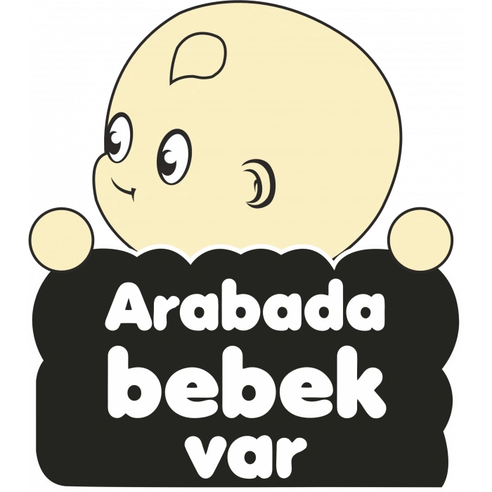 Arabada Bebek Var Sticker 2 10x10 cmRenkli Sticker