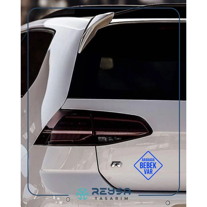 arabada Bebek Var Sticker 17x17 Cm Mavi