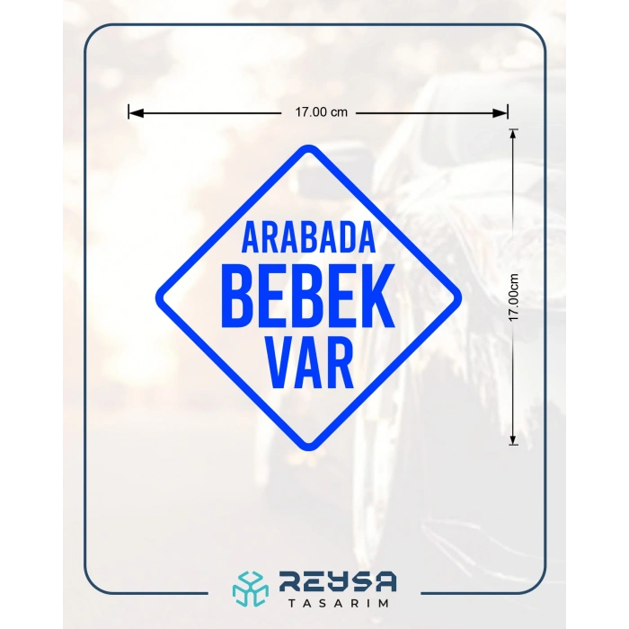arabada Bebek Var Sticker 17x17 Cm Mavi