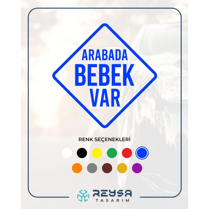 arabada Bebek Var Sticker 17x17 Cm Mavi