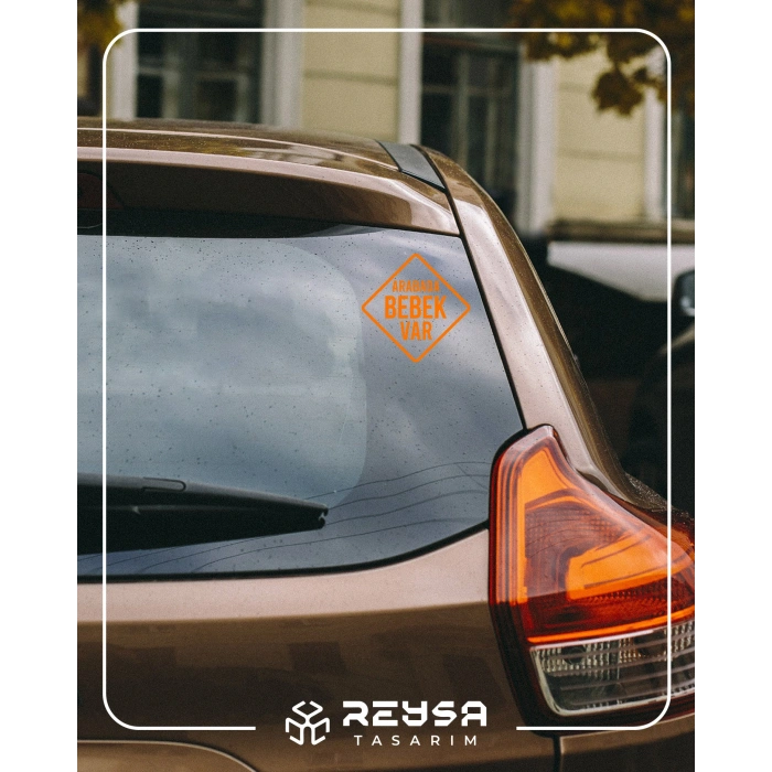 arabada Bebek Var Sticker 17x17 Cm Turuncu