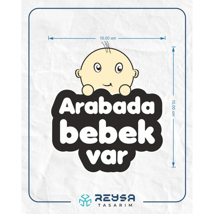 Arabada Bebek Var Sticker 3 10x10 cmRenkli Sticker