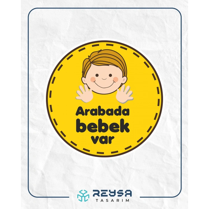 Arabada Bebek Var Sticker 4 10x10 cmRenkli Sticker