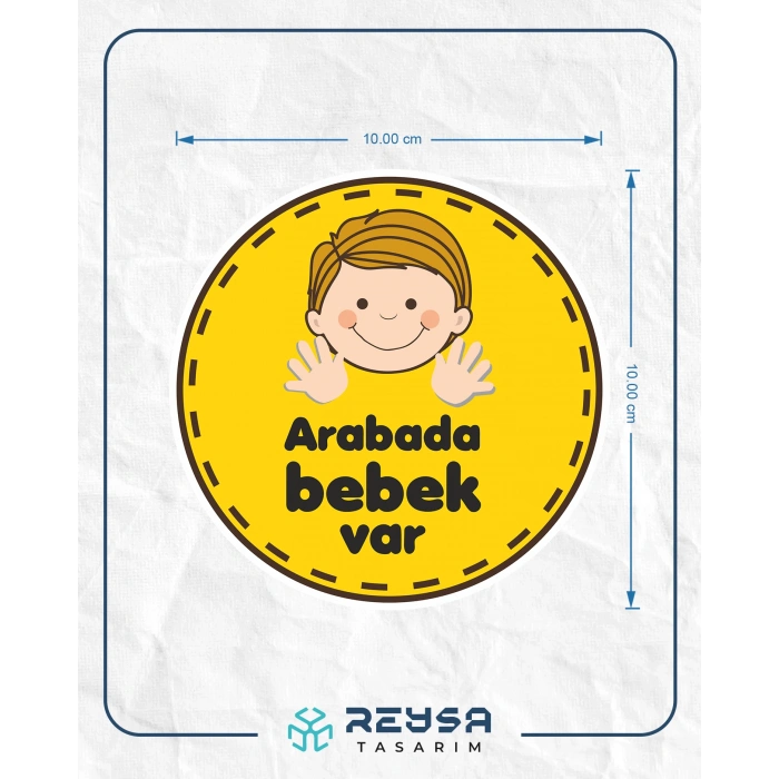Arabada Bebek Var Sticker 4 10x10 cmRenkli Sticker