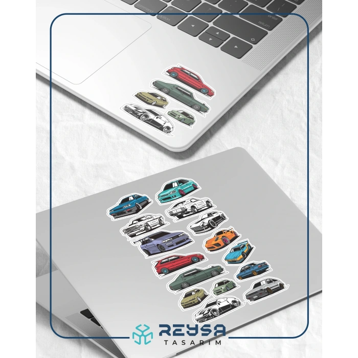 Arabalar Sticker Set 7 15 Parça Telefon, Tablet, Defter, Laptop Sticker