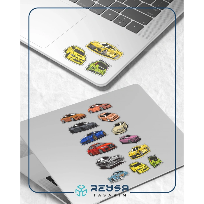 Arabalar Sticker Set 8 13 Parça Telefon, Tablet, Defter, Laptop Sticker
