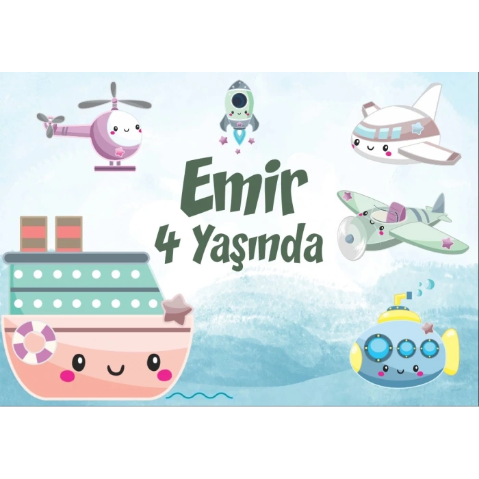 Araçlar Temalı Doğum Günü Afişi 50X70 cm