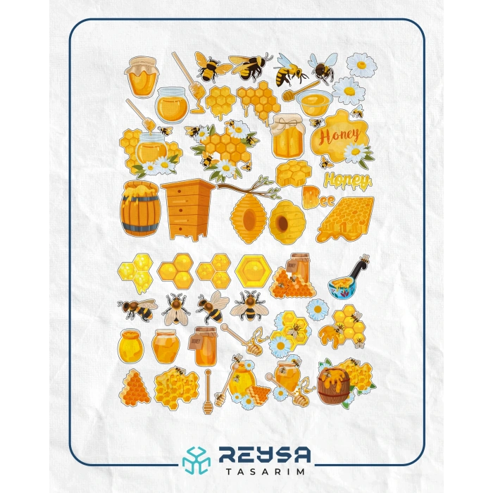 Arı Bal Sticker Set 15 Parça Telefon, Tablet, Defter, Laptop Sticker