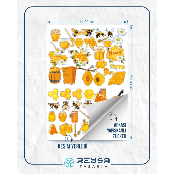 Arı Bal Sticker Set 15 Parça Telefon, Tablet, Defter, Laptop Sticker