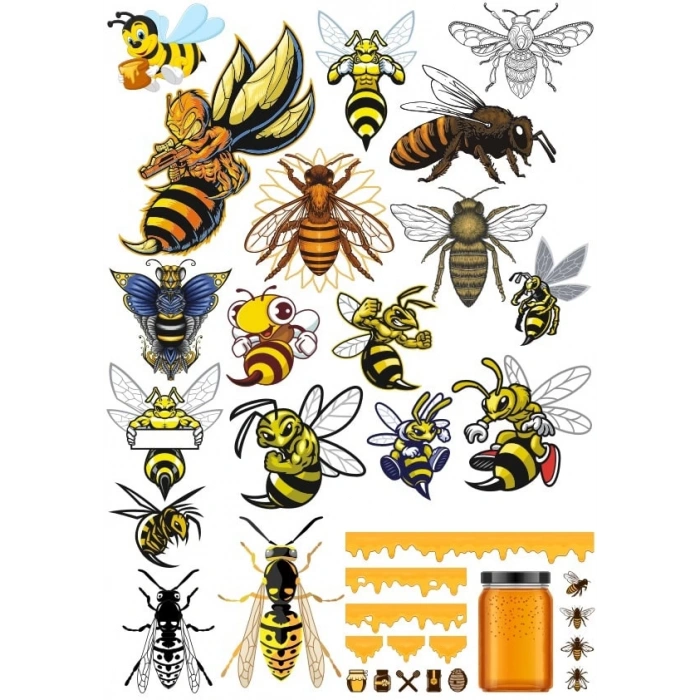 Arı Sticker Set1 15 Parça Telefon, Tablet, Defter, Laptop Sticker