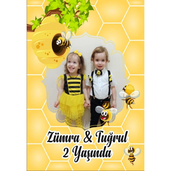 Arı Temalı Doğum Günü Afişi 100X150 cm
