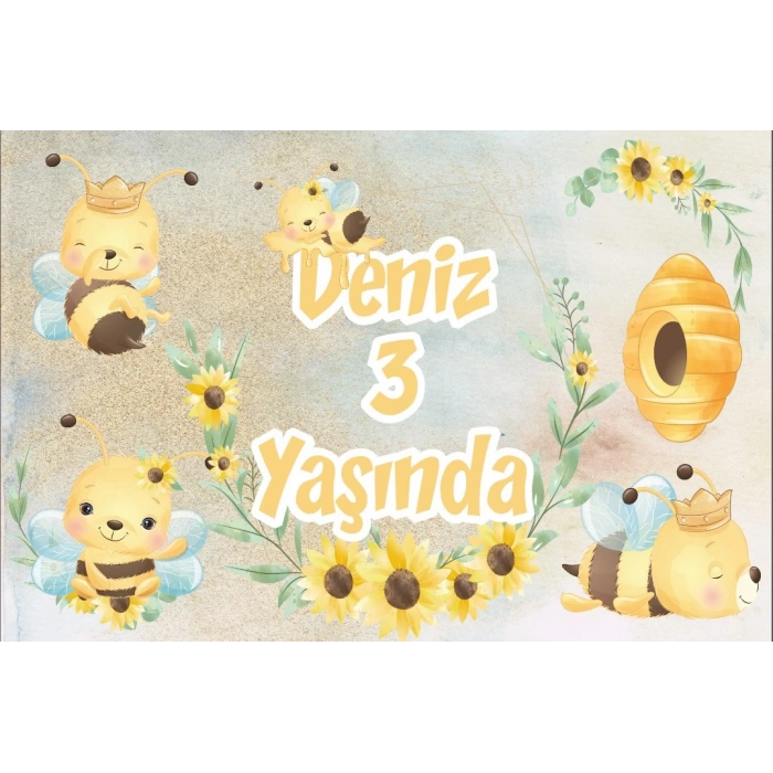Arı Temalı Doğum Günü Afişi 35X50 cm