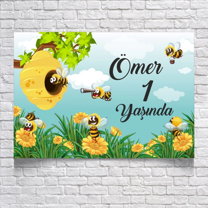 Arı Temalı Doğum Günü Afişi 50X70 cm