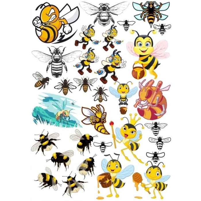 Arılar Sticker Set 2 20 Parça Telefon, Tablet, Defter, Laptop Sticker