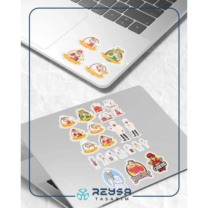 Aşçı Chef Sticker Set-1 15 Parça Telefon, Tablet, Defter, Laptop Sticker