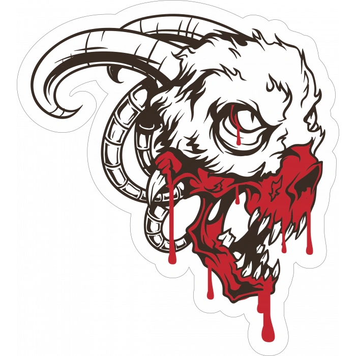 Boynuzlu Kurukafa Sticker 10x10 cmRenkli Sticker