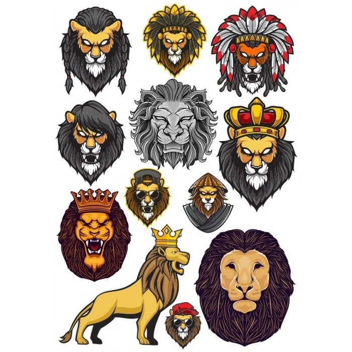 Aslan Kral Sticker Set-1 13 Parça Telefon, Tablet, Defter, Laptop Sticker
